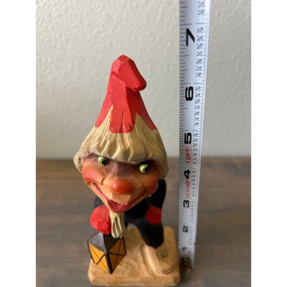 Vintage Henning Norway Wooden Carved Gnome Holding a Lantern 6.5" - Picture 6 of 6